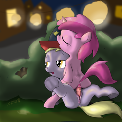 Size: 2000x2000 | Tagged: explicit, artist:shoroch, anus, cowgirl position, dinky hooves, female, foal, foalcon, futa, futa dinky hooves, futa filly, futa on female, g4, herm, imported from derpibooru, intersex, nudity, penetration, pony, ruby pinch, sex, ship:dinkypinch, vagina, vaginal