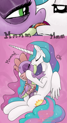 Size: 1091x2000 | Tagged: explicit, artist:smudge proof, princess celestia, spike, alicorn, commission, crossdressing, dragon, duo, eyes closed, female, foalcon, french kiss, g4, imported from derpibooru, kiss on the lips, kissing, male, mare, pony, sassy, ship:spikelestia, straight