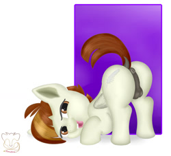 Size: 1500x1359 | Tagged: explicit, artist:timidusartifex, anus, balls, colt, dead source, featherweight, foal, foalcon, g4, imported from derpibooru, male, nudity, presenting, solo, solo male, tongue out