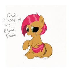 Size: 1750x1750 | Tagged: explicit, artist:frikdikulous, babs seed, anus, butt, colored, dialogue, earth pony, female, filly, foal, foalcon, g4, imported from derpibooru, nudity, plot, pony, sketch, solo, solo female, vulva