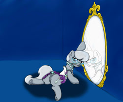Size: 1200x1000 | Tagged: explicit, artist:alazak, silver spoon, anus, bridle, female, foalcon, g4, glasses, harness, imported from derpibooru, mirror, nudity, reflection, saddle, saddle skirt, seductive, sexy saddle, solo, solo female, vagina