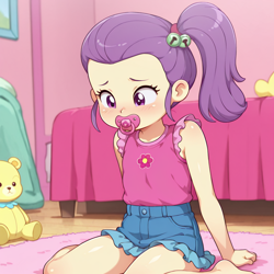 Size: 1024x1024 | Tagged: safe, ai content, child, equestria girls, female, imported from twibooru, lily pad (equestria girls), lolicon, pacifier, solo, solo female, underage, young
