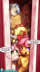 Size: 1688x3000 | Tagged: explicit, artist:xennos, apple bloom, scootaloo, sweetie belle, age difference, anthro, cutie mark crusaders, earth pony, female, imported from twibooru, lolicon, male, paywalled source, pegasus, sex, straight, text, underage, unicorn