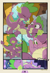 Size: 2043x2997 | Tagged: explicit, artist:tricksta, spike, anal, anus, barb, blowjob, blushing, comic, cum, cute, cute porn, doggy style, dragon, feet, female, foalcon, from behind, g4, imported from derpibooru, leg glider position, lip bite, male, nudity, oral, penetration, rule 63, selfcest, sex, ship:spikebarb, ship:spikespike, sleeping, spikelove comic, straight, thigh trap position, vagina, vaginal