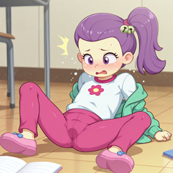 Size: 1024x1024 | Tagged: safe, ai content, child, clumsy, equestria girls, female, imported from twibooru, lily pad (equestria girls), lolicon, solo, solo female, underage, young