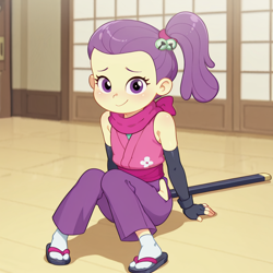 Size: 1024x1024 | Tagged: safe, ai content, child, equestria girls, female, imported from twibooru, lily pad (equestria girls), lolicon, ninja, solo, solo female, underage, young