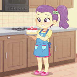 Size: 1024x1024 | Tagged: safe, ai content, cake, child, equestria girls, female, food, imported from twibooru, lily pad (equestria girls), lolicon, solo, solo female, underage, young