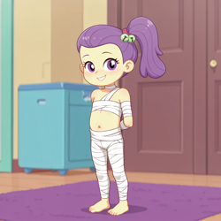 Size: 1024x1024 | Tagged: suggestive, ai content, bandage, child, equestria girls, female, imported from twibooru, lily pad (equestria girls), lolicon, solo, solo female, underage, young