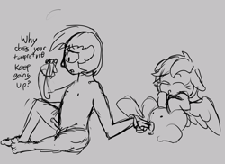 Size: 1214x884 | Tagged: explicit, artist:thebathwaterhero, oc, oc:crystal rose, oc:starchaser, bandage, banned from derpibooru, child, female, filly, fingering, foal, foalcon, human, human oc, human on pony action, imported from twibooru, interspecies, male, nudity, oc only, pegasus, pegasus oc, penis, pony, sex, shotacon, simple background, straight, straight shota, underage, wings