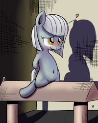 Size: 1600x2000 | Tagged: explicit, artist:php87, belly button, bondage, bondage furniture, female, foalcon, g4, heart, hooves, human vulva, human vulva on pony, imported from derpibooru, limestone pie, nudity, pony, solo, solo female, vaginal secretions, vulva, wooden horse