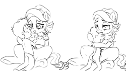 Size: 1920x1080 | Tagged: explicit, artist:smog1, oc, banned from derpibooru, canon x oc, female, human, human on pony action, imported from twibooru, interspecies, male, milf, monochrome, pony, shotacon, simple background, sketch, spoiled rich, straight, straight shota, underage, white background