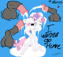 Size: 1280x1164 | Tagged: explicit, grimdark, artist:speedway king, sweetie belle, bukkake, cum, disembodied penis, excessive cum, female, filly, foal, foalcon, g4, horn, horsecock, imported from derpibooru, male, nudity, penis, pony, rape, straight, unicorn