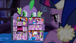 Size: 1280x720 | Tagged: explicit, artist:kitsuneyoukai, artist:twilightstormshi, spike, twilight sparkle, comic:dragon you over, alicorn, baby dragon on mare, comic, creampie, crotchboobs, cum, cunnilingus, female, foalcon, g4, imported from derpibooru, interspecies, male, mare, meme, nipples, nudity, oral, penis, pony, sex, ship:twispike, shipping, spike's comic, straight, teasing, teats, tip tease, vagina, vaginal secretions