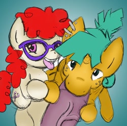 Size: 1280x1270 | Tagged: explicit, artist:muh-arts, artist:poprocks, bisexual, blowjob, colored, double blowjob, earth pony, edit, female, foalcon, g4, gay, glasses, imported from derpibooru, male, male pov, multiple blowjob, nudity, offscreen character, oral, penis, pony, pov, sex, sissy, sketch, slut, snails, straight, twist, unicorn