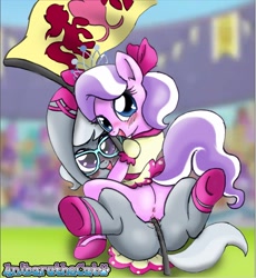 Size: 2688x2924 | Tagged: explicit, artist:anibaruthecat, diamond tiara, silver spoon, anus, blushing, bottomless, butt, clothes, cute, cute porn, diamondbetes, dock, dress, duo, earth pony, equestria games, female, filly, flag, flight to the finish, foal, foalcon, g4, genitals, glasses, grinding, imported from derpibooru, legs in air, lesbian, lolita fashion, looking at you, looking back, my little pony: friendship is magic, nudity, open mouth, partial nudity, plot, pony, scene parody, sex, ship:silvertiara, shipping, silverbetes, sitting, sweet lolita, the equestria games, tribadism, vulva