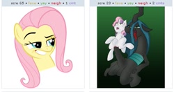 Size: 529x282 | Tagged: explicit, artist:digitaldomain123, artist:muh-arts, fluttershy, queen chrysalis, sweetie belle, abdominal bulge, balls, big penis, changeling, chryssibelle, derpibooru, exploitable meme, female, foalcon, futa, futa on female, futa queen chrysalis, g4, horsecock, imported from derpibooru, impossibly large penis, intersex, juxtaposition, juxtaposition win, meme, meta, nudity, penetration, penis, sex, ship:chrysa-belle, shipping, sweetalis, tongue out, vagina, vaginal