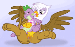 Size: 900x562 | Tagged: explicit, artist:jepso, spike, animated, anus, apron, blushing, clitoral stimulation, clothes, commission, dragon, dragon on griffon action, feet, female, femdom, foalcon, g4, gif, gilda, griffon, griffon on dragon action, handjob, imported from derpibooru, interspecies, licking, male, masturbation, naked apron, nudity, paws, penis, reasonably sized genitals, ship:spilda, show accurate, show accurate porn, straight, straight shota, vagina, vaginal secretions, vulva