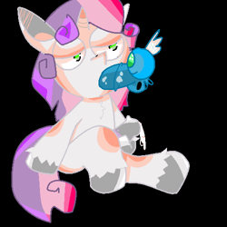 Size: 500x500 | Tagged: explicit, artist:engine-no9, sweetie belle, blowjob, cum, foalcon, futa, futa sweetie belle, g4, horsecock, imported from derpibooru, intersex, nudity, oral, parasprite, penis, pornasprite, sex