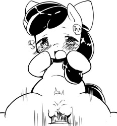 Size: 632x681 | Tagged: explicit, artist:moka, apple bloom, cowgirl position, crying, female, filly, foal, foalcon, g4, imported from derpibooru, male, monochrome, nudity, penis, sex, speed lines, straight, vagina, vaginal