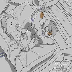 Size: 1000x1000 | Tagged: explicit, artist:smudge proof, princess luna, oc, oc:thunder ring, age difference, bed, bedroom, canon x oc, colt, commission, cum, doll, female, femdom, foal, foalcon, g4, imported from derpibooru, levitation, magic, magic penis, male, mare, mare on colt, nudity, penis, pipsqueak, pony, pony oc, pony on pony action, somnophilia, straight, straight shota, wet dream