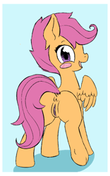 Size: 500x800 | Tagged: explicit, artist:aloccin, artist:ratiodaze, scootaloo, anus, butt, collaboration, female, foalcon, g4, imported from derpibooru, nudity, plot, solo, solo female, underhoof, vagina
