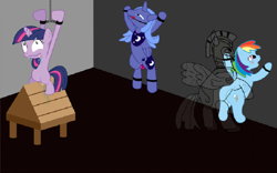 Size: 1056x660 | Tagged: explicit, princess luna, rainbow dash, twilight sparkle, 1000 hours in ms paint, ahegao, alicorn, ballgag, bedroom eyes, bondage, bondage furniture, doggy style, drool, edit, female, fetish, filly, filly twilight sparkle, foal, foalcon, from behind, g4, gag, ghost, ghost pony, imported from derpibooru, male, mare, ms paint, open mouth, pegasus, pony, royal guard, s1 luna, sex, sex toy, shipping, smiling, spectrophilia, stallion, tongue out, undead, vaginal secretions, vibrator, wide eyes, wooden horse, younger