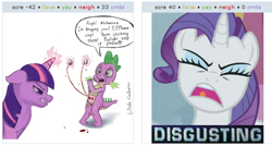 Size: 520x279 | Tagged: explicit, grimdark, grotesque, artist:linda cadberry, rarity, spike, twilight sparkle, abuse, bad end, ball busting, balls, blood, castration, cbt, crying, derpibooru, disgusting, dragon, exploitable meme, female, female on male, femdom, floppy ears, foalcon, g4, genital torture, glare, gore, gritted teeth, guro, imported from derpibooru, juxtaposition, juxtaposition win, magic, magic abuse, male, malesub, meme, meta, nose wrinkle, nudity, open mouth, orchiectomy, out of character, penis, spikeabuse, straight, submissive, telekinesis, testicle torture, torture, twibitch sparkle, vein, veiny balls, why, why.jpg, wide eyes