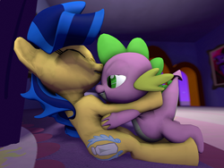 Size: 640x480 | Tagged: questionable, spike, oc, oc:milky way, 3d, canon x oc, crotchboob grab, crotchboobs, female, foalcon, g4, grope, imported from derpibooru, male, mare, nudity, pony, rubbing, shipping, source filmmaker, straight