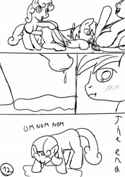 Size: 2480x3508 | Tagged: explicit, artist:jbond, rarity, sweetie belle, comic:applebuck, anal insertion, anal orgasm, bdsm, big macintosh, comic, confused, creampie, cum, cum drinking, cumming, earth pony, female, female on male, filly, filly on stallion, foal, foalcon, g4, group sex, imported from derpibooru, insertion, male, mare, monochrome, nudity, orgasm, part of a set, pegging, penis, pony, pony on pony action, reverse foalcon, sex, sex toy, ship:sweetiemac, stallion, straight, strapon, unicorn
