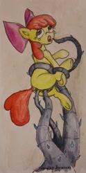 Size: 849x1707 | Tagged: explicit, artist:headless horsecock, apple bloom, anal, anus, black vine, double penetration, female, filly, foal, foalcon, g4, imported from derpibooru, my little pony: friendship is magic, nudity, princess twilight sparkle (episode), sex, solo, solo female, tentacle porn, tentacles, tentacles on female, traditional art, vagina, vaginal