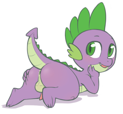 Size: 659x612 | Tagged: explicit, artist:redintravenous, spike, anus, balls, butt, cute, cute porn, dragon, dragonbutt, feet, foalcon, g4, genitals, imported from derpibooru, male, nudity, penis, plot, presenting, solo, solo male, spikabetes