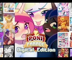 Size: 500x421 | Tagged: explicit, artist:miu, applejack, princess celestia, princess luna, rarity, shining armor, art pack:poni parade, a canterlot wedding, anthro, bed, bedroom, belly button, big breasts, breasts, busty princess cadance, cherry jubilee, comic, erection, eyes closed, female, foalcon, g4, horn, imported from derpibooru, limited preview, male, my little pony: friendship is magic, nipples, nudity, penis, preview, princess cadance, ship:shiningcadance, shipping, smiling, snips, straight, topless, wedding night