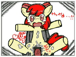 Size: 320x240 | Tagged: explicit, artist:kidi, apple bloom, cum, female, foalcon, g4, imported from derpibooru, japanese, male, pixiv, sex, straight