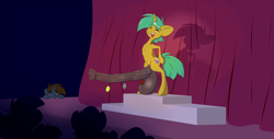 Size: 1727x876 | Tagged: explicit, artist:sb, balls, big penis, bipedal, erection, foalcon, g4, horsecock, hyper penis, hyper snails, imported from derpibooru, impossibly large balls, impossibly large penis, male, male focus, medal, nudity, penis, pony, snails, snips, solo focus