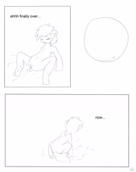 Size: 2716x3425 | Tagged: explicit, artist:theponybox696, oc, comic:watersports, accident, accidental wetting, bladder, comic, earth pony, female, filly, foal, foalcon, full bladder, human vulva, human vulva on pony, imported from derpibooru, internal, monochrome, nudity, oc only, peeing on the floor, pissing, pony, semi-anthro, urine, vulva, watersports, wetting, x-ray bladder
