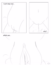 Size: 2716x3425 | Tagged: explicit, artist:theponybox696, oc, comic:watersports, accident, accidental wetting, belly button, bipedal, close-up, comic, earth pony, female, filly, foal, foalcon, full bladder, human vulva, human vulva on pony, imported from derpibooru, monochrome, need to pee, nudity, oc only, omorashi, pissing, pony, potty time, urine, vagina, vulva, watersports