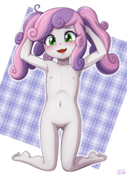 Size: 2674x3699 | Tagged: explicit, artist:uotapo, sweetie belle, absurd resolution, banned from derpibooru, breasts, delicious flat chest, equestria girls, female, females only, g4, human, imported from twibooru, lolicon, nsfw, small breasts, solo, solo female, underage, younger