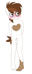 Size: 1264x2895 | Tagged: explicit, artist:tolpain, anthro, banned from derpibooru, barefoot, belly button, blushing, child, earth pony, erection, feet, imported from twibooru, male, nudity, penis, pipsqueak, shotacon, simple background, solo, transparent background, underage