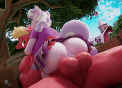 Size: 1920x1400 | Tagged: explicit, artist:hooves-art, diamond tiara, 3d, 4k, animated, anthro, anus, ass, balls, big mcintosh, blender, bottomless, breasts, busty diamond tiara, butt, butt touch, clothed female nude male, clothed sex, clothes, duo, duo male and female, earth pony, female, g4, genitals, hand on butt, high res, imported from twibooru, lolicon, loop, male, no panties, nudity, outdoor sex, outdoors, partial nudity, penetration, sex, shipping, sideboob, sound, straight, tiaramac, underage, vaginal, vulva, webm