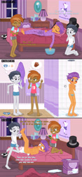 Size: 3508x7476 | Tagged: questionable, artist:excelso36, button mash, baby powder, banned from derpibooru, barefoot, bathrobe, bathroom, bedwetting, cellphone, censored, clothes, commission, cruel, diaper, diaper fetish, equestria girls, feet, fetish, gay, hat, human, humanized, imported from twibooru, male, male feet, nudity, pajamas, phone, pissing, prank, robe, rumble, rumbletaps, shipping, shotacon, shower, sleepover, sleepwear, small penis humiliation, tender taps, tendermash, underage, underwear, urine, wetting