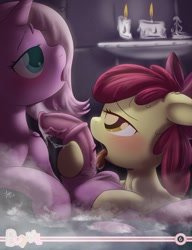 Size: 762x992 | Tagged: explicit, artist:sip, apple bloom, oc, oc:lamia, bath, blowjob, blushing, buy me, buy me 2.0, canon x oc, foalcon, futa, futa oc, futa on female, g4, horsecock, imported from derpibooru, intersex, nudity, oral, penis, pony, precum, tongue out