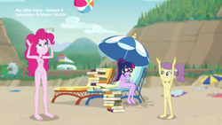 Size: 1280x720 | Tagged: explicit, pinkie pie, twilight sparkle, anonymous editor, banned from derpibooru, barefoot, breasts, edit, edited screencap, equestria girls, feet, female, imported from twibooru, lily pad (g4), lilypie, lolicon, nipples, nude edit, nudity, screencap, underage, vulva