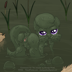 Size: 1000x1000 | Tagged: explicit, artist:smudge proof, silver spoon, anus, bedroom eyes, commission, covered in mud, crotchboobs, delicious flat crotch, dirty, earth pony, female, filly, foal, foalcon, g4, glasses, imported from derpibooru, looking at you, mouth hold, mud, nipples, nudity, pony, presenting, solo, solo female, spreading, swamp, teats, vulva, wet and messy