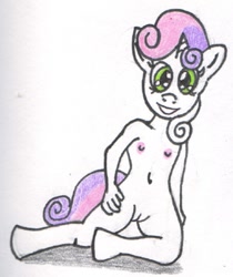 Size: 671x800 | Tagged: explicit, artist:rdk, sweetie belle, anthro, breasts, female, foalcon, g4, imported from derpibooru, nudity, solo, solo female, traditional art, vulva