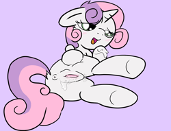 Size: 1462x1118 | Tagged: explicit, artist:rainbow-dosh, artist:sip, sweetie belle, anus, drawthread, female, foalcon, g4, horn, imported from derpibooru, nudity, on side, solo, solo female, underhoof, unicorn, vagina, vaginal secretions