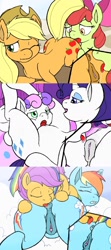 Size: 680x1536 | Tagged: explicit, artist:vulapa, apple bloom, applejack, rainbow dash, rarity, scootaloo, sweetie belle, age difference, analingus, analingus on female, anatomically correct, anus, applecest, bedroom eyes, bent over, both cutie marks, butt, close-up, cloud, comic, cunnilingus, cutie mark crusaders, earth pony, eyes closed, eyeshadow, female, female on female analingus, filly, filly on mare, foal, foalcon, g4, hat, imported from derpibooru, incest, lesbian, makeup, mare, mare on filly, nudity, on back, one eye closed, open mouth, oral, pegasus, plot, ponut, pony, prone, pseudoincest, raricest, reverse foalcon, sex, ship:bloomjack, ship:raribelle, ship:scootadash, shipping, siblings, sisters, tongue out, unicorn, varying degrees of want, vulva