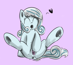 Size: 700x624 | Tagged: explicit, artist:xioade, oc, oc:snowdrop, anus, female, foalcon, heart, imported from derpibooru, masturbation, nudity, oc only, solo, solo female, vagina