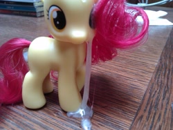 Size: 2560x1920 | Tagged: explicit, apple bloom, brushable, cum, cum on toy, earth pony, foalcon, g4, imported from derpibooru, irl, merch sexploitation, photo, pony, toy