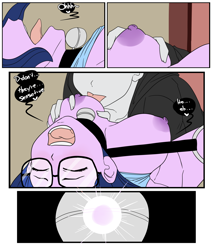 Size: 2550x3000 | Tagged: grimdark, questionable, artist:inuyuru, twilight sparkle, comic:taming the tutor, ankle cuffs, banned from derpibooru, bdsm, bell, bell collar, bondage, breast fondling, breast grab, breast lick, breasts, busty twilight sparkle, collar, comic, cuffs, dialogue, equestria girls, eyes closed, female, forced, forced orgasm, glasses, grope, imported from twibooru, infidelity, licking breast, male, mind control, molestation, nipple licking, nipple stimulation, nipples, nudity, personal space invasion, pet collar, rape, rumble, sci-twi, shotacon, speech bubble, straight, straight shota, tongue out, underage