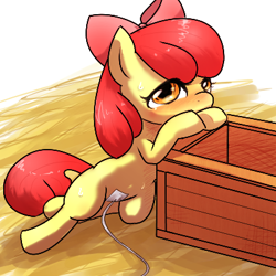 Size: 400x400 | Tagged: explicit, artist:yajima, apple bloom, blushing, female, foalcon, g4, imported from derpibooru, maebari, pasties, pixiv, sex toy, solo, solo female, vibrator